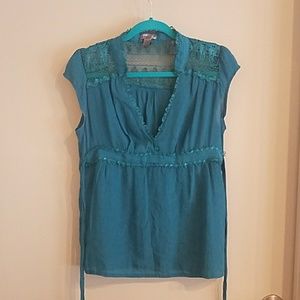 *3/$15* Teal baby doll v-neck top